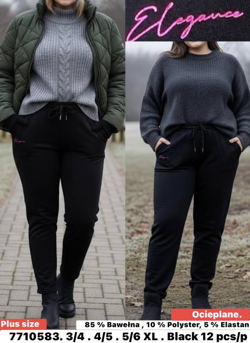 Spodnie damskie Roz 3XL-6XL, 1 Kolor Paczka 12 szt
