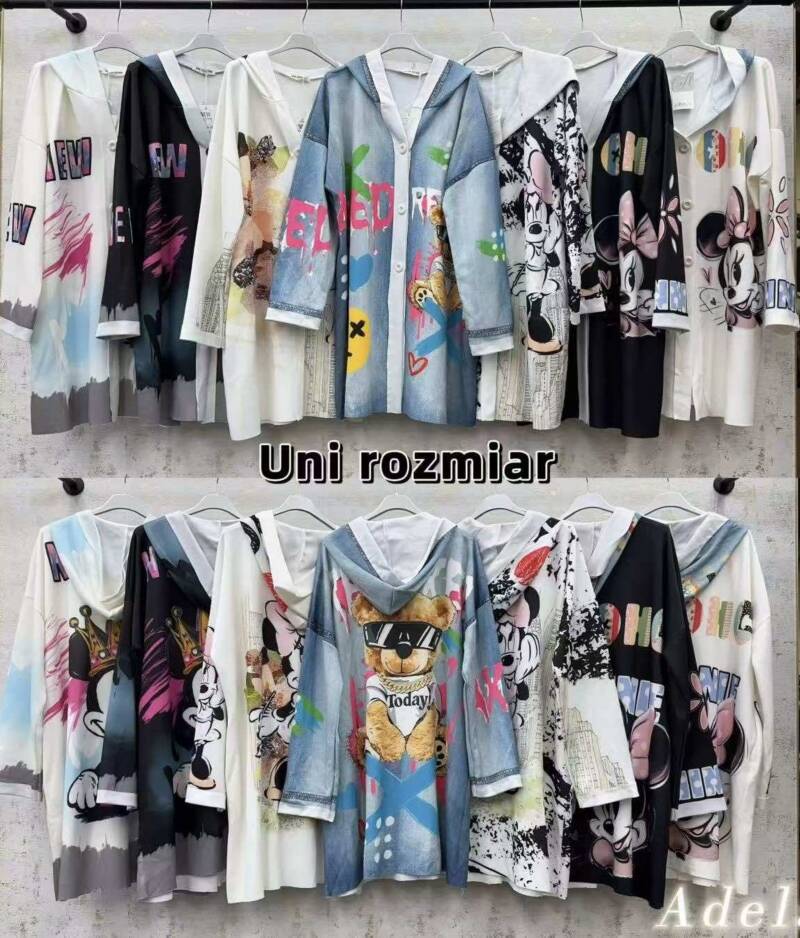 Bluzy damskie (Włoskie produkt) Roz Standard, Mix Kolor Paczka 5 szt