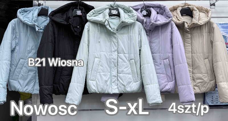 Kurtki damskie cienki Roz S-XL, 1 Kolor .Paczka 4 szt