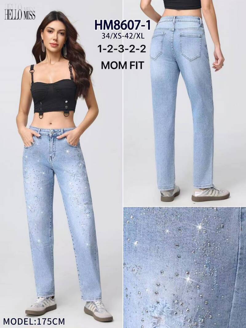 Spodnie damskie jeansy Roz XS-XL, 1 Kolor Paczka 10 szt 1