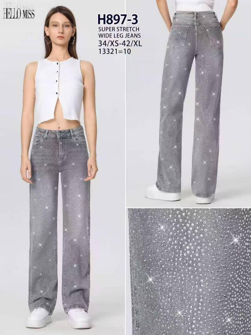 Spodnie damskie jeansy Roz XS-XL, 1 Kolor Paczka 10 szt