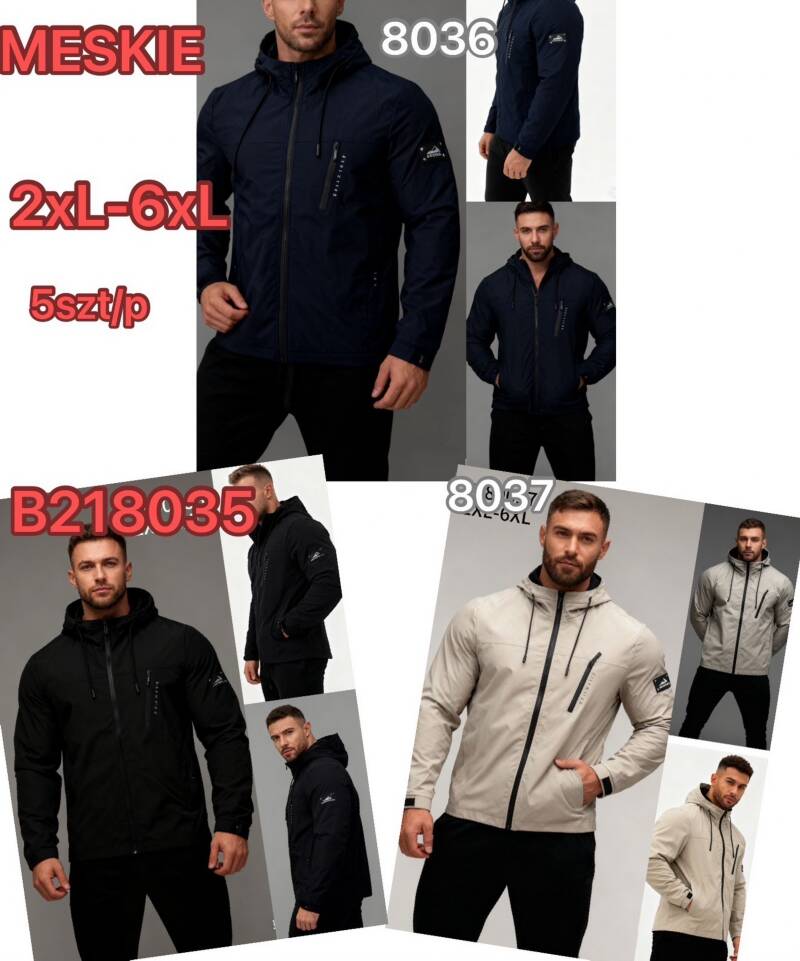 Kurtka męska cienka Roz 2XL-6XL, 1 Kolor Paczka 5 szt