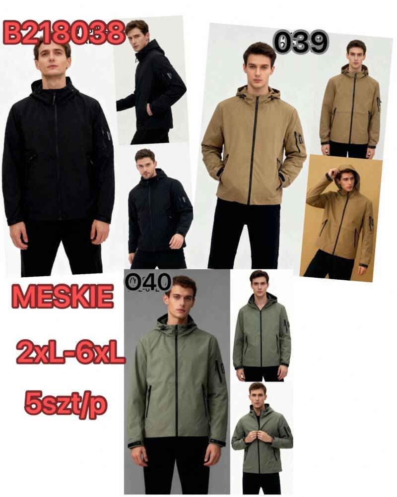 Kurtka męska cienka Roz 2XL-6XL, 1 Kolor Paczka 5 szt