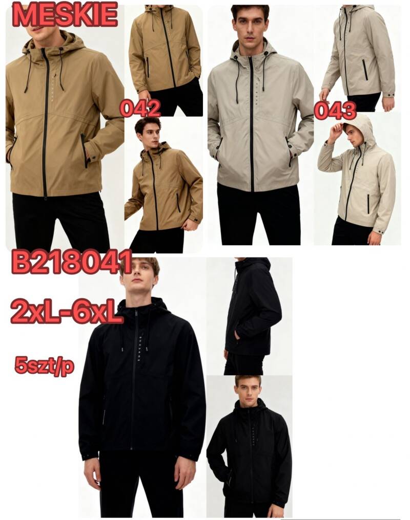 Kurtka męska cienka Roz 2XL-6XL, 1 Kolor Paczka 5 szt