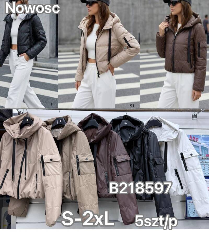 Kurtki damskie cienki Roz S-2XL, 1 Kolor .Paczka 5 szt