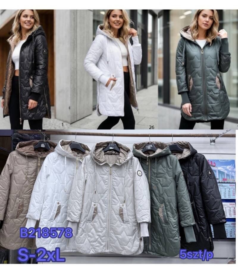 Kurtki damskie cienki Roz S-2XL, 1 Kolor .Paczka 5 szt