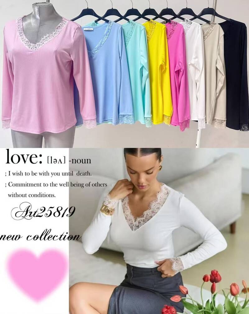 Bluzki damskie (Włoskie produkt) Roz Standard, Mix Kolor Paczka 5 szt