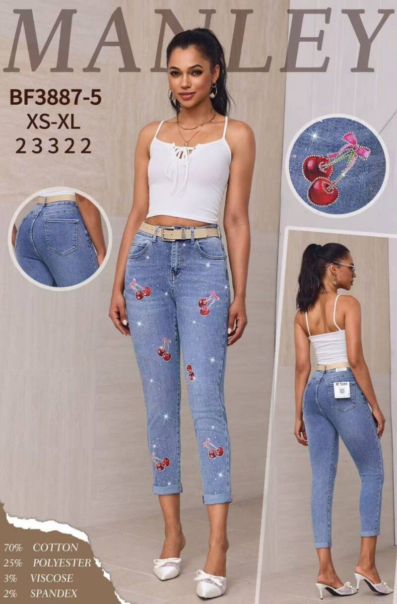 Spodnie damskie jeansy Roz XS-XL, 1 Kolor Paczka 10 szt