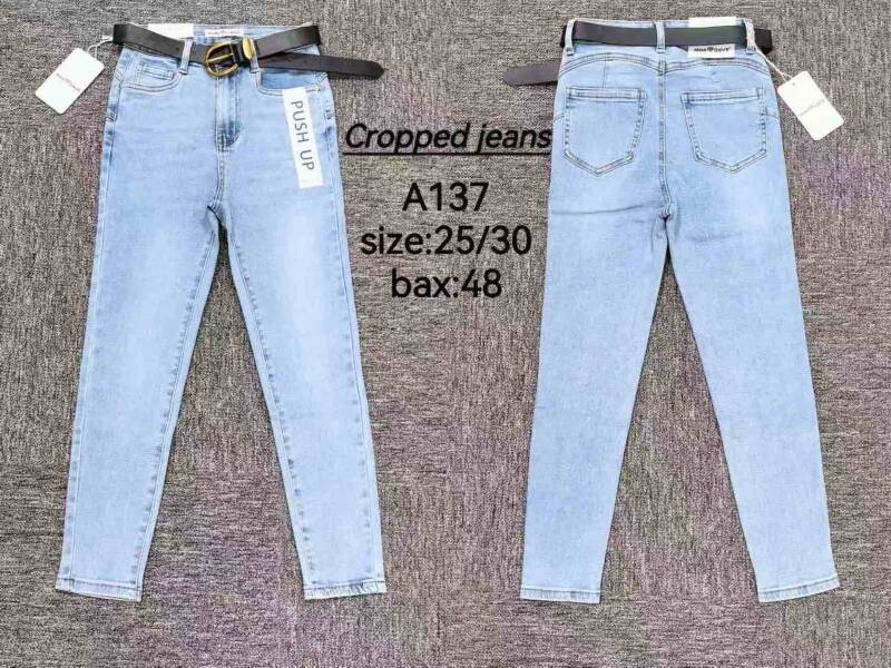 Spodnie damskie jeansy Roz 25-30, 1 Kolor Paczka 12 szt