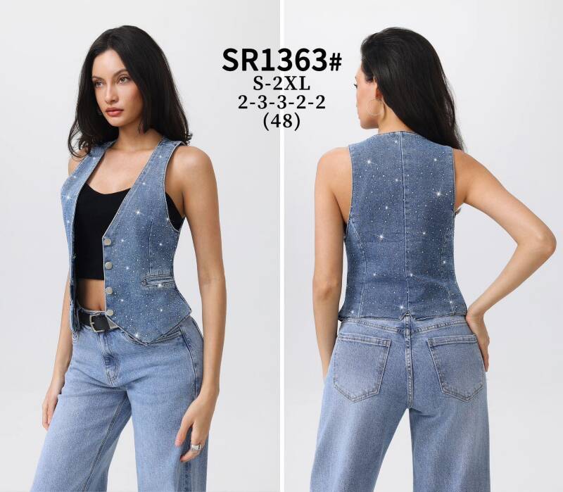Kamizelki damskie jeansy  Roz S-2XL, 1 Kolor Paczka 12 szt
