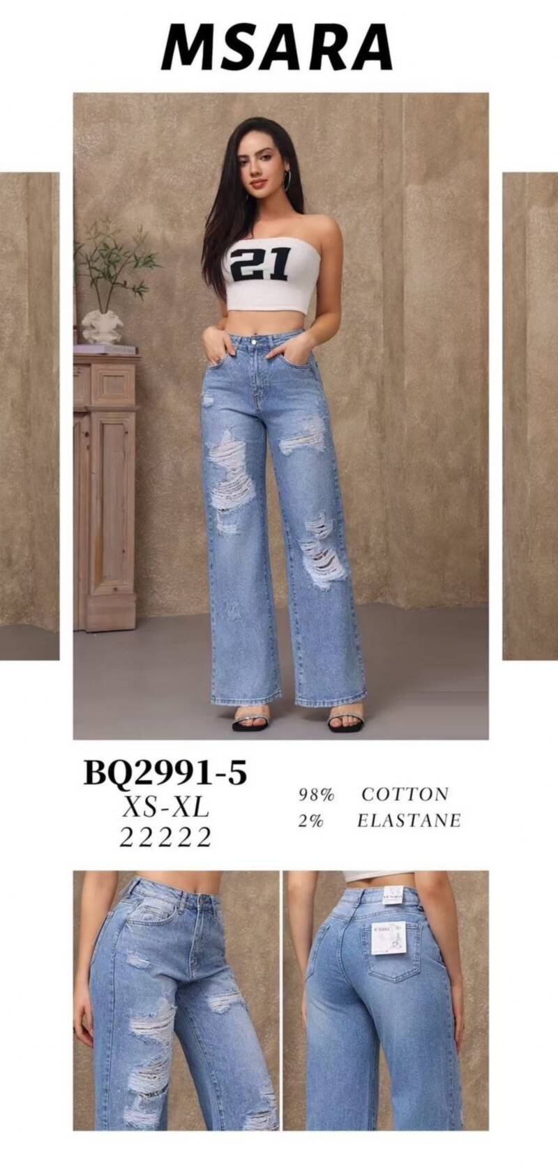 Spodnie damskie jeansy Roz XS-XL, 1 Kolor Paczka 10 szt