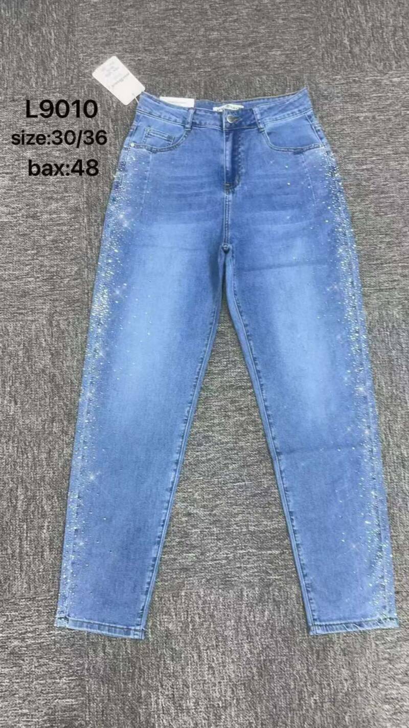 Spodnie damskie jeansy Roz 30-36, 1 Kolor Paczka 12 szt