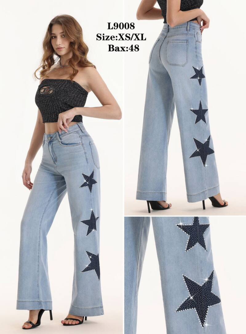 Spodnie damskie jeansy Roz XS-XL, 1 Kolor Paczka 12 szt