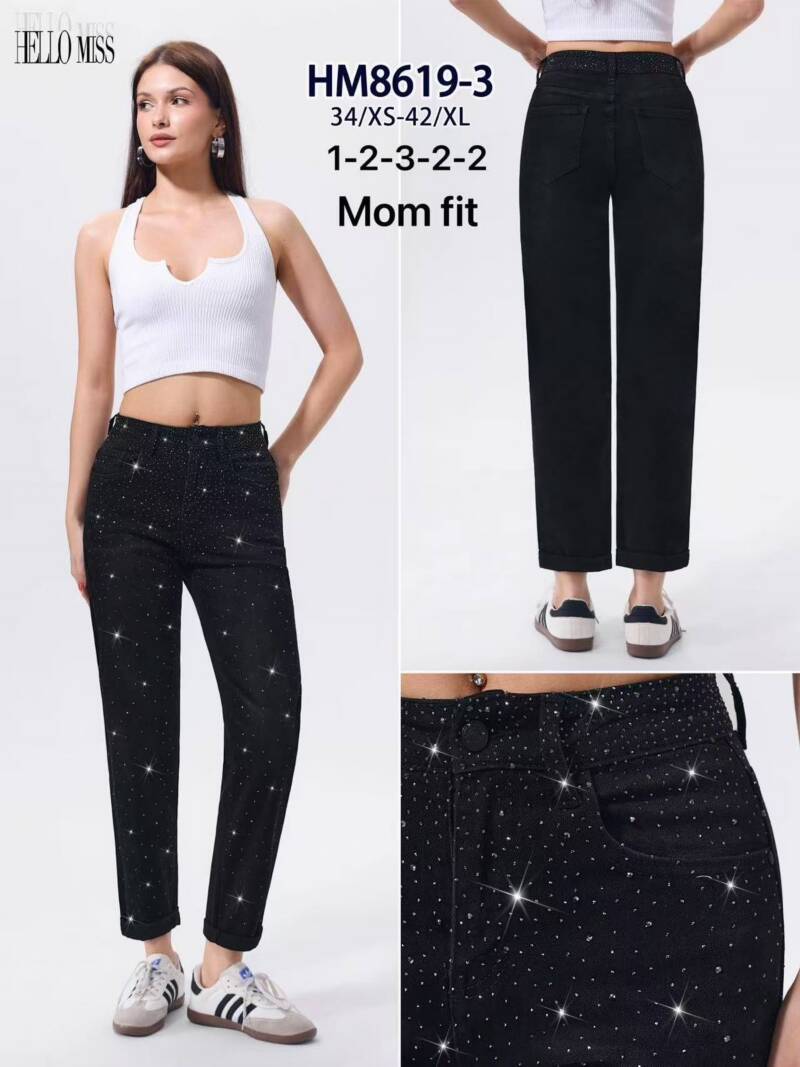 Spodnie damskie jeansy Roz XS-XL, 1 Kolor Paczka 10 szt