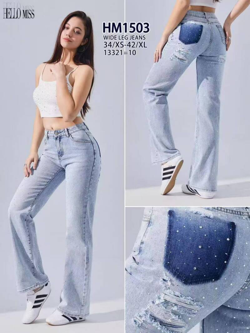 Spodnie damskie jeansy Roz XS-XL, 1 Kolor Paczka 10 szt