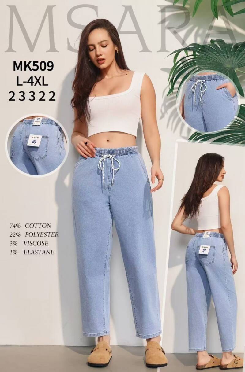 Spodnie damskie jeansy Roz L-4XL, 1 Kolor Paczka 12 szt