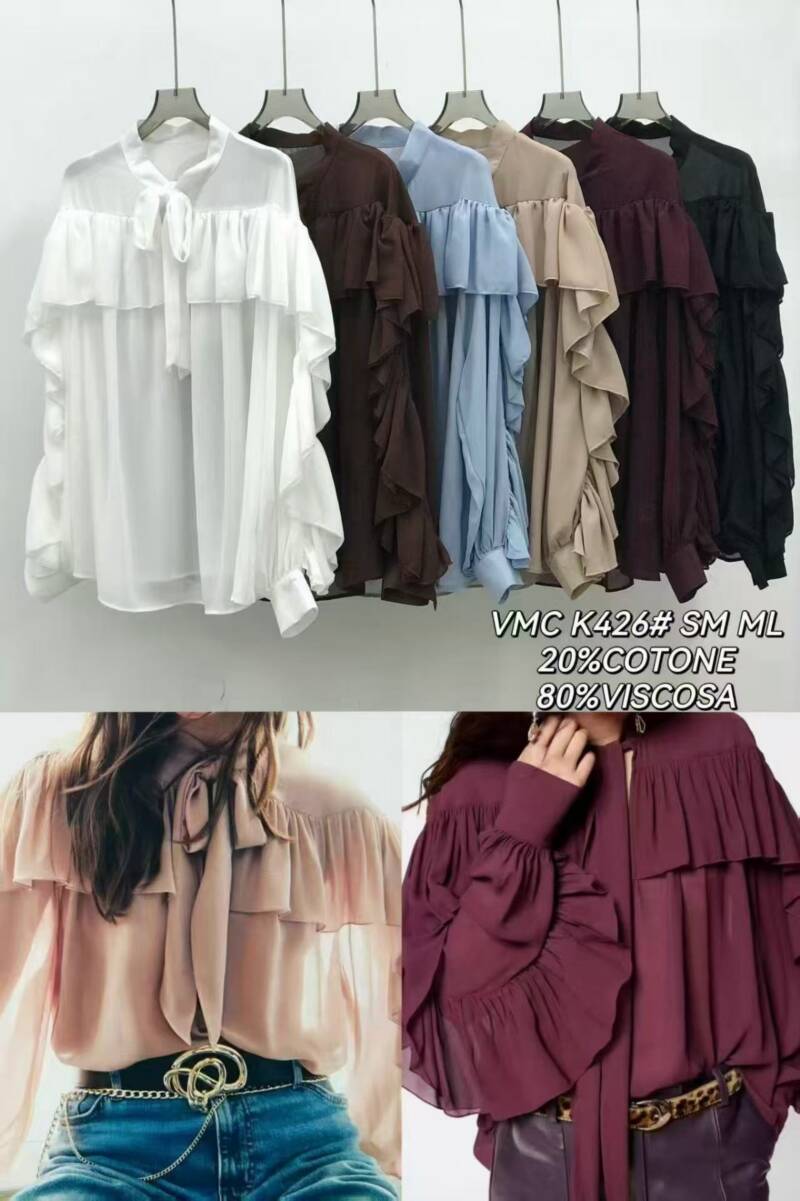 Bluzki damskie (Francja produkt) Roz S/M-L/XL , Mix Kolor .Paczka 12 szt