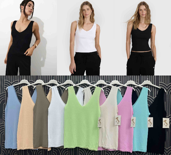 Bluzki damskie (Włoskie produkt) Roz Standard, Mix Kolor Paczka 5 szt