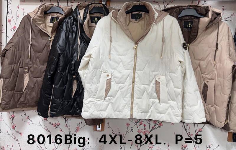 Kurtki damskie cienki Roz 4XL-8XL,1 Kolor Paczka 5 szt