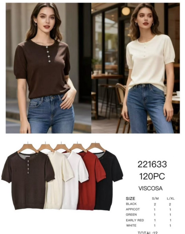 Bluzki damskie Roz S/M-L/XL , Mix Kolor Paczka 12 szt 1