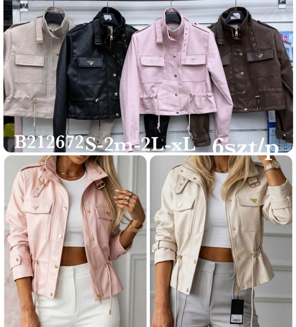 Kurtki damskie skórzana Roz S-XL, 1 Kolor Paczka 6 szt