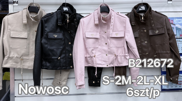 Kurtki damskie skórzana Roz S-XL, 1 Kolor Paczka 5 szt 1