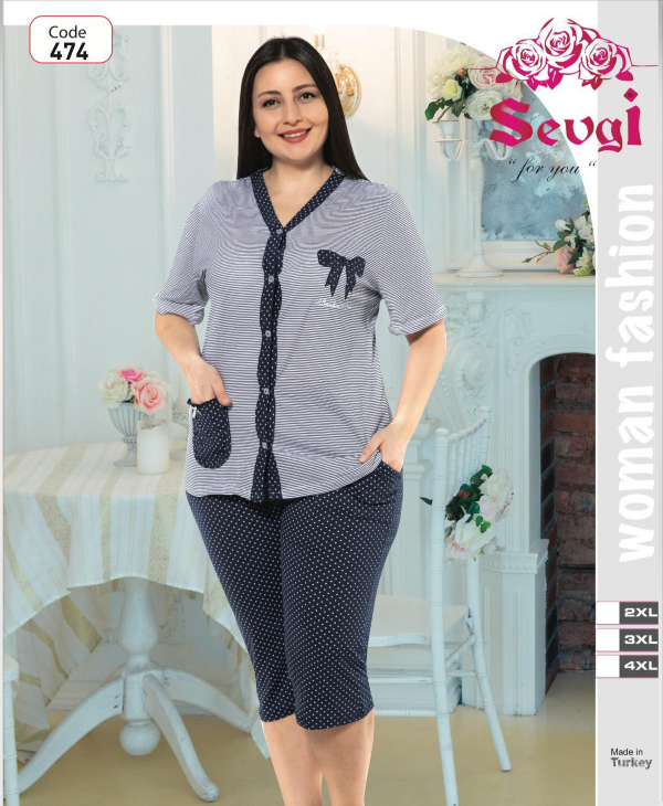 Piżama damska Roz 3XL-5XL, Mix kolor Paczka 12 szt