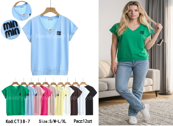 Bluzki damskie Roz S/M-L/XL , Mix Kolor Paczka 12 szt 1