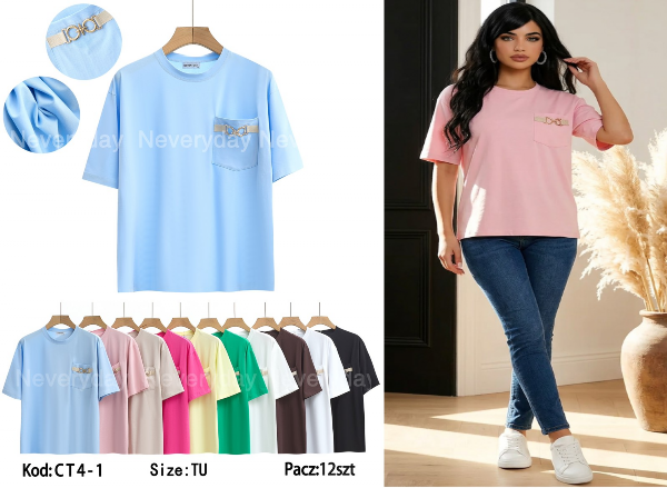 Bluzki damskie Roz Standard, Mix Kolor Paczka 12 szt