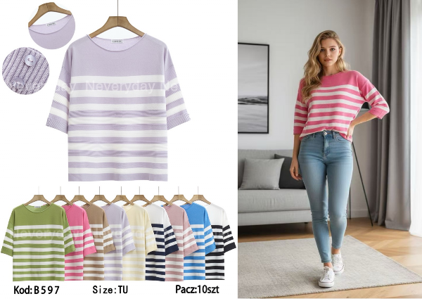 Bluzki damskie Roz Standard, Mix Kolor Paczka 10 szt