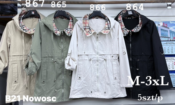 Kurtki damskie cienki Roz M-3XL, 1 Kolor Paczka 5 szt