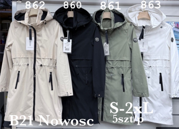 Kurtki damskie cienki Roz M-3XL, 1 Kolor Paczka 5 szt