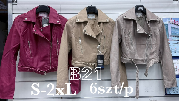 Kurtki damskie skórzana Roz S-2XL, 1 Kolor Paczka 6 szt
