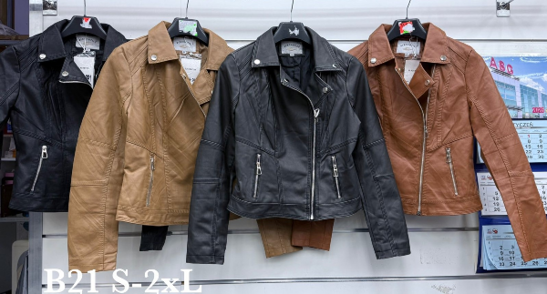 Kurtki damskie skórzana Roz S-2XL, 1 Kolor Paczka 6 szt