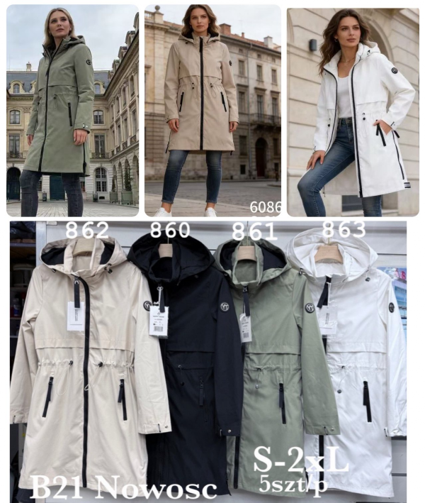 Kurtki damskie cienki Roz S-2XL, 1 Kolor Paczka 5 szt