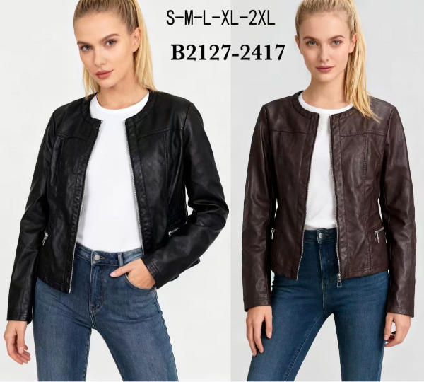 Kurtki damskie skórzana Roz S-2XL, 1 Kolor Paczka 5 szt