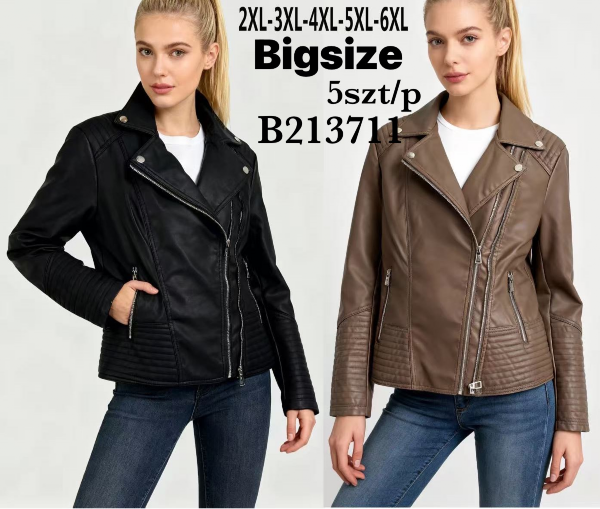 Kurtki damskie skórzana Roz 2XL-6XL, 1 Kolor Paczka 6 szt