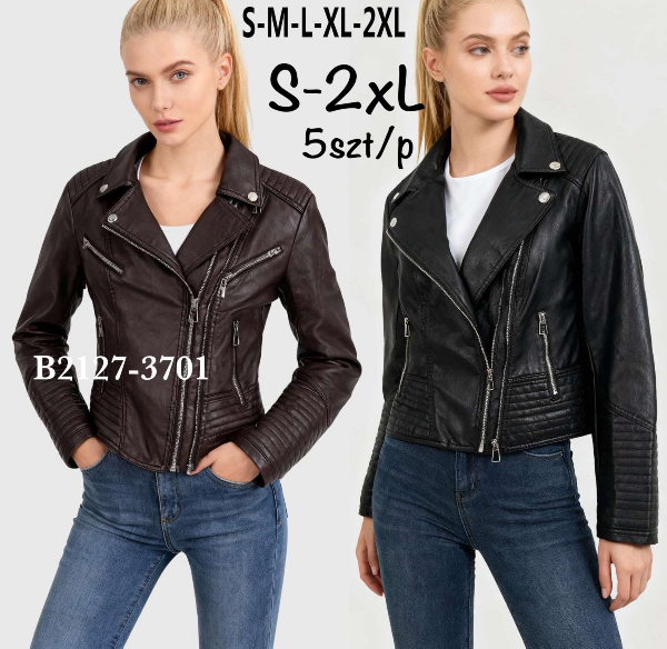 Kurtki damskie skórzana Roz S-2XL, 1 Kolor Paczka 5 szt