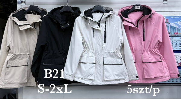 Kurtki damskie cienki Roz S-2XL, 1 Kolor Paczka 5 szt