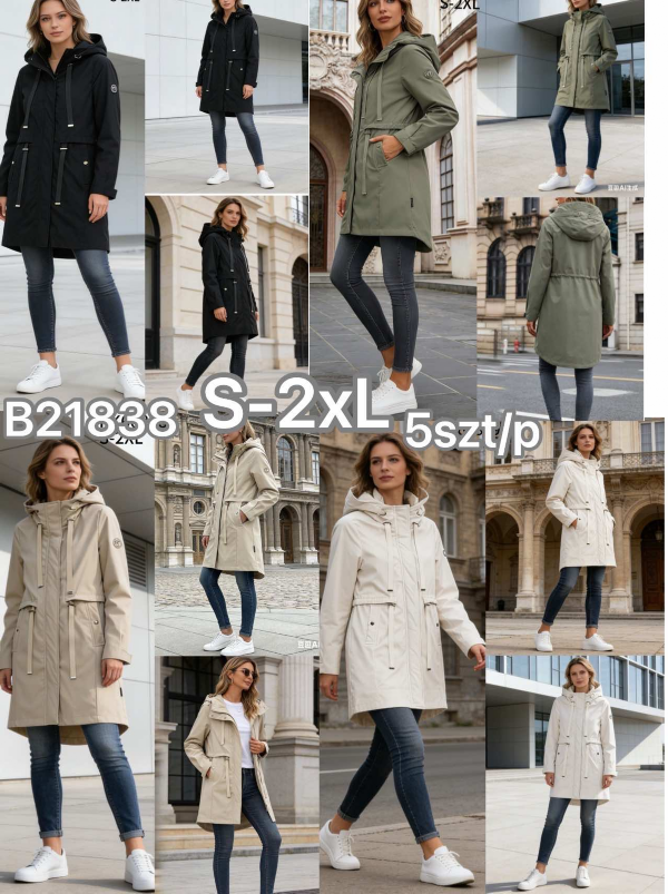 Kurtki damskie cienki Roz S-2XL, 1 Kolor Paczka 5 szt