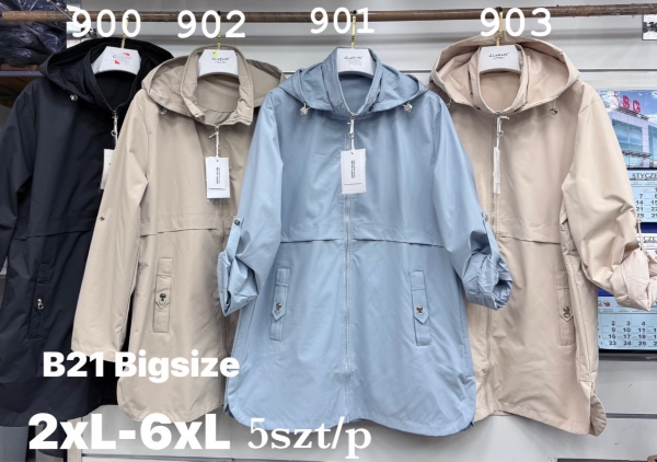 Kurtki damskie cienki Roz 2XL-6XL, 1 Kolor Paczka 5 szt 1