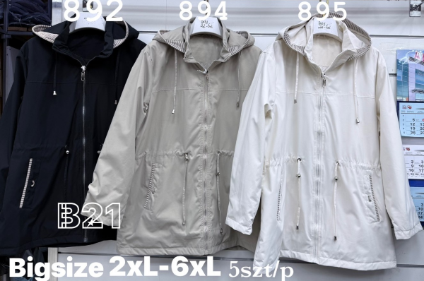 Kurtki damskie cienki Roz 2XL-6XL, 1 Kolor Paczka 5 szt 1