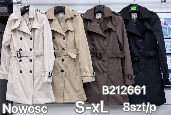 Plaszcze damkie Roz S-XL, 1 Kolor Paczka 8 szt