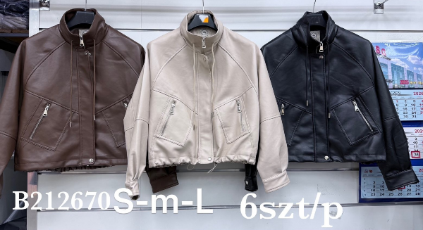 Kurtki damskie skórzana Roz S-M-L, 1 Kolor Paczka 6 szt