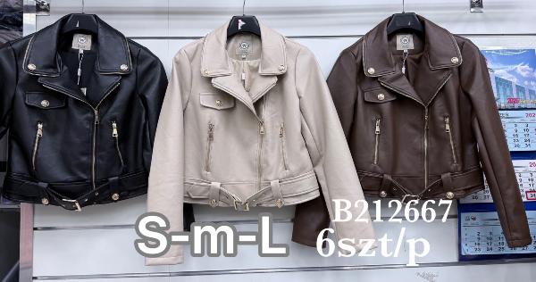 Kurtki damskie skórzana Roz S-M-L, 1 Kolor Paczka 6 szt