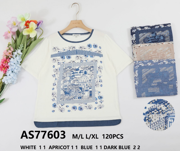 Bluzka damska (Francja produkt) Roz M/L-L/XL, Mix Kolor .Paczka 10 szt