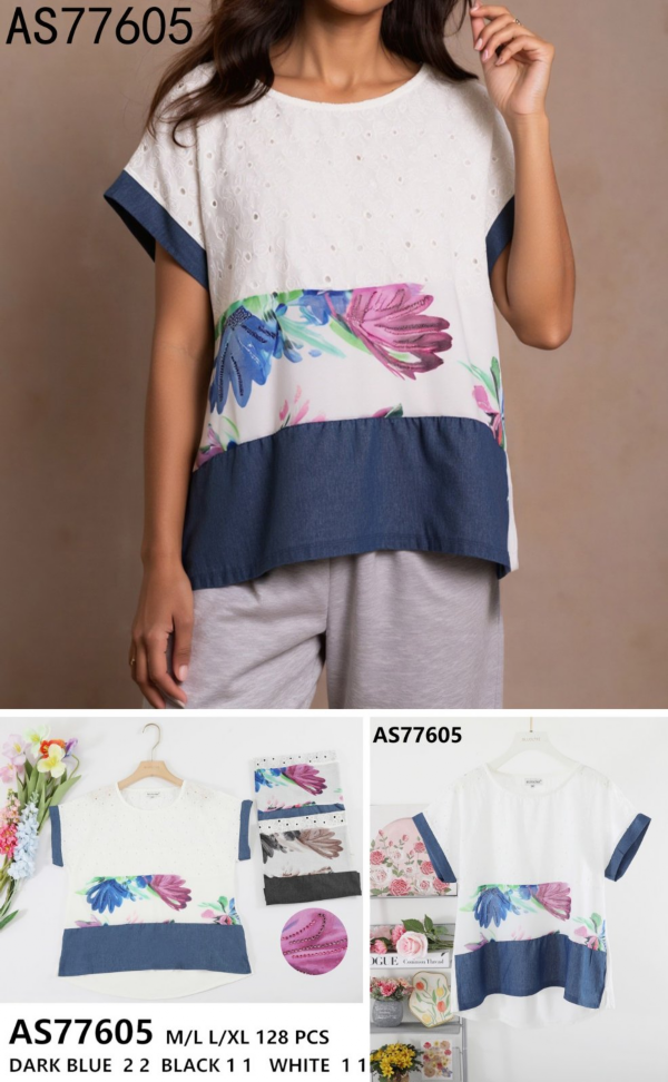 Bluzka damska (Francja produkt) Roz M/L-L/XL, Mix Kolor .Paczka 8 szt