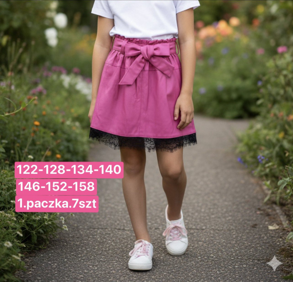 Spódnice dziewczęce Roz 122-158, 1 kolor Paczka 6 szt