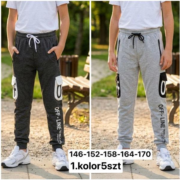  Spodnie chłopięce Roz 146-170, 1 kolor Paczka 5 szt