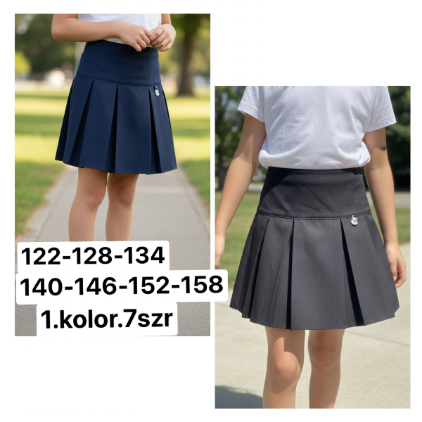 Spódnice dziewczęce Roz 122-158, 1 kolor Paczka 7 szt